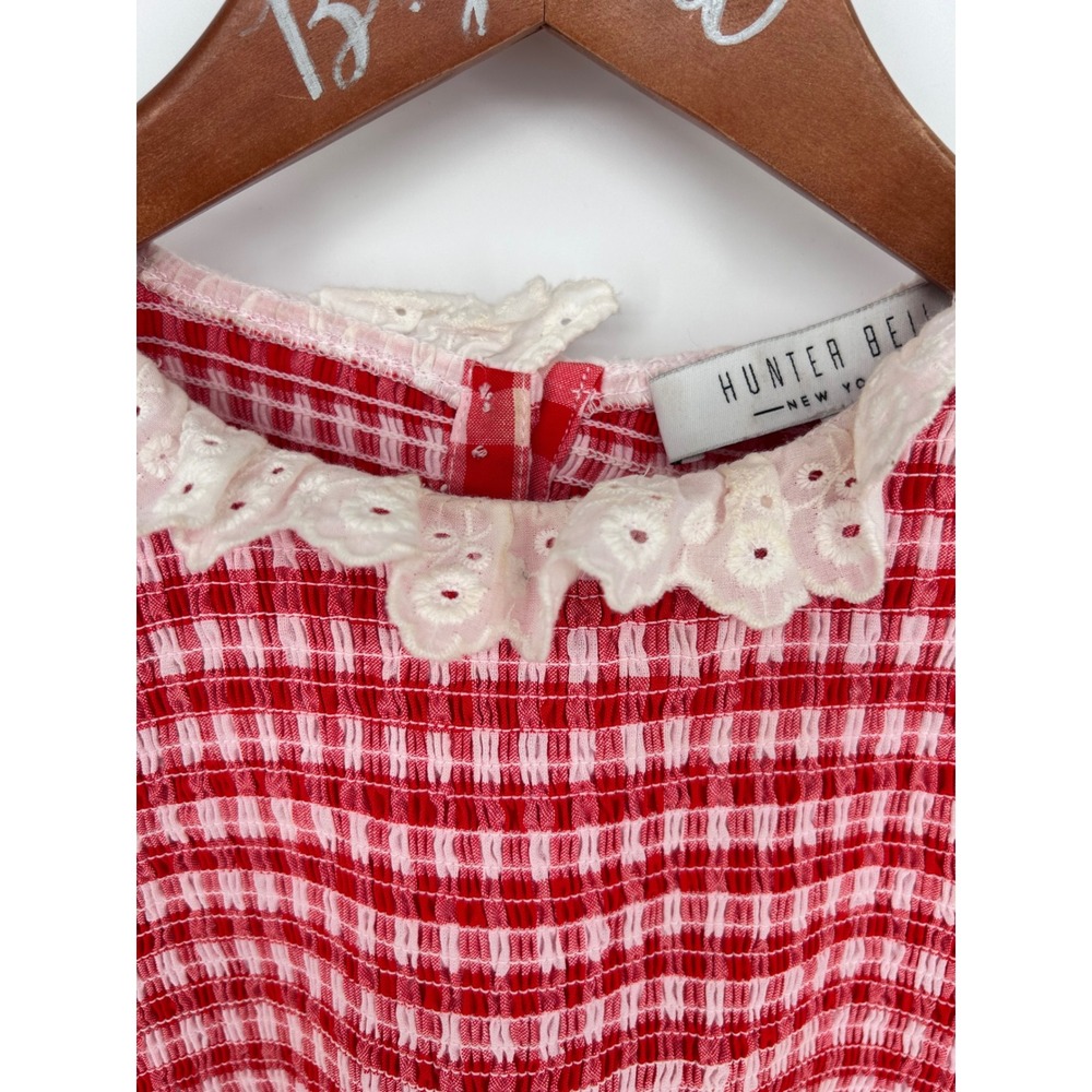 Hunter Bell NYC Carlyle Dress Red White Gingham Checks Mini XS - Picture 4 of 8
